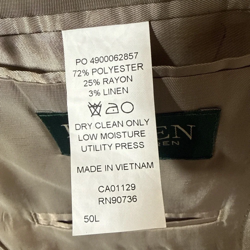 Lauren Ralph Lauren 50L Hopsack Sport Coat Blazer Tan Beige 2 Button Textured